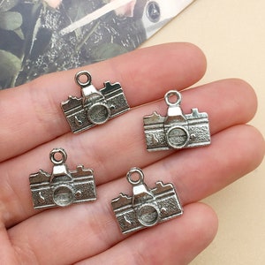 10/20/30pcs Antique Silver camera Charm Pendant For Jewelry DIY Handmade earring Necklace Bracelet Craft Metal Accessories