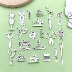 Mix 20/65pcs bulk Antique Silver Sewing Crafts Charms Collection Seamstress Designer pendant for DIY Bracelets Earrings Necklaces Accessory