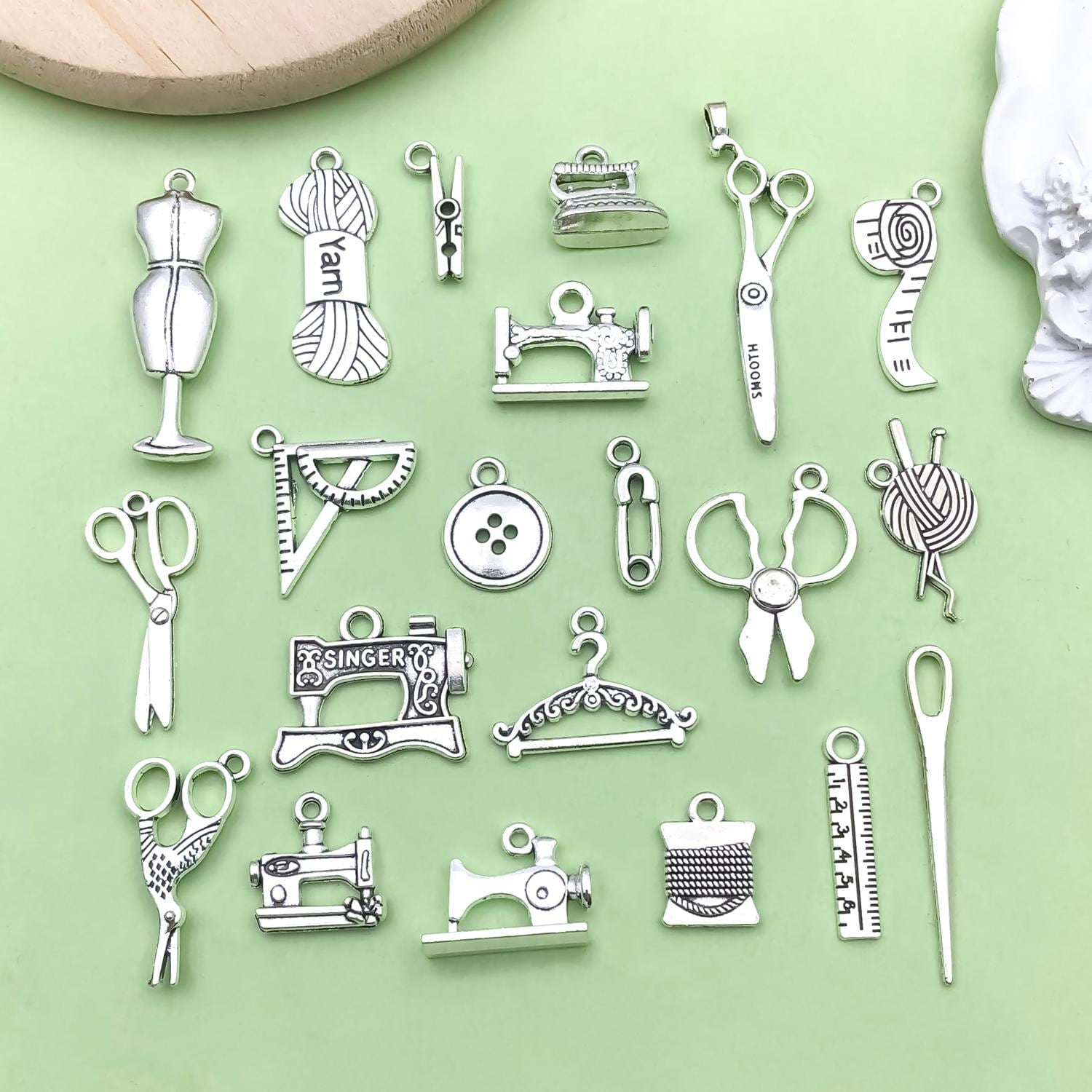 Mix 20/65pcs bulk Antique Silver Sewing Crafts Charms Collection Seamstress Designer pendant for DIY Bracelets Earrings Necklaces Accessory