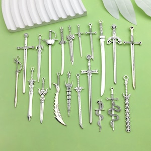 10/20pcs bulk Antique Silver sword Charms pendant for DIY Bracelets Earrings Necklaces jewelry making Accessory