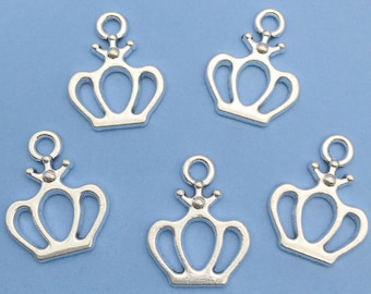 10/20/30pcs Antique Silver crown Charms Pendant For DIY Necklace bracelet Jewelry Making Craft Accessory