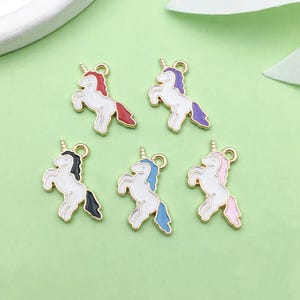 Mix 20pcs bulk Enamel unicorn Charms cute gold plated Pendant for DIY Bracelets Earrings Necklaces jewelry Making Accessories