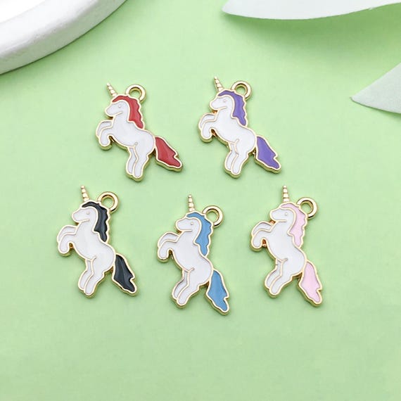 Mix 20pcs bulk Enamel unicorn Charms cute gold plated Pendant for DIY  Bracelets Earrings Necklaces jewelry Making Accessories