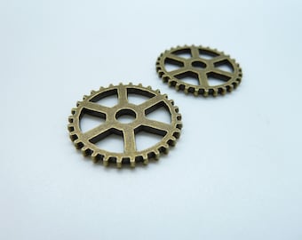20pcs 20mm Antique Bronze Gear Pendant c7773