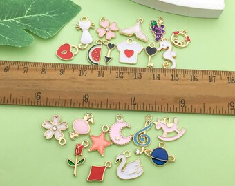 40 Pezzi (20 Paia) Ciondoli Misti Per Orecchini E Gioielli – Fiori Smaltati Oro, In Lega Di Zinco, 14-20 Mm, Fai Da Te