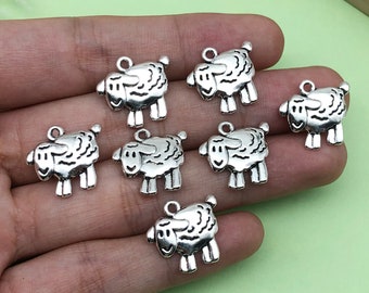 10/20/30pcs Antique Silver Metal Sheep Animal Charms For DIY Keychains Earrings Bracelets Necklaces Jewelry Making Crafts 16x18mm