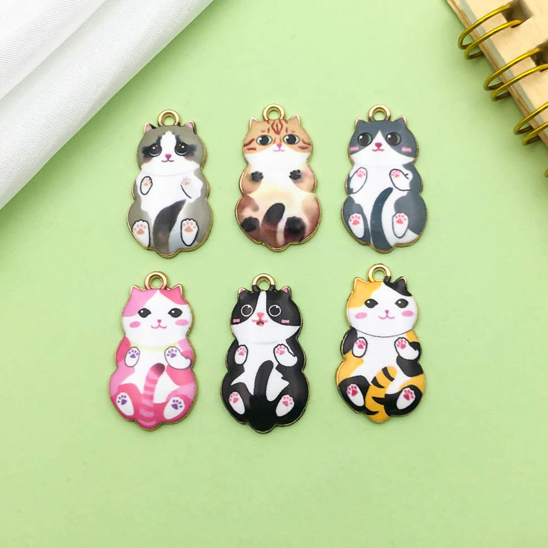 10/16pcs, Moon Cat Charm Bracelet Charm Necklace Pendant Earring Charm Jewelry Accessories DIY Making Craft Supplies Gold Plated