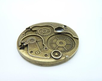 5pcs 38mm engrenage en Bronze Antique montre horloge mouvement mécanique breloque pendentif C1894