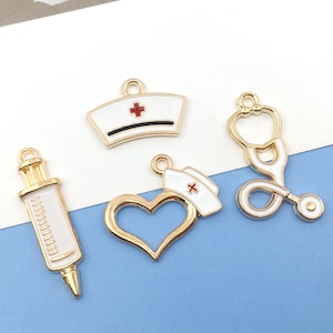 5/10/15PCS Medical treatment charms Nurse charms, medical worker charms Medical Charm - Enamel Charms jewelry charms bracelet charms