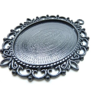 5pcs 46x61mm-30x40mm Black Cameo Cabochon Base Setting Charm Pendant C7387