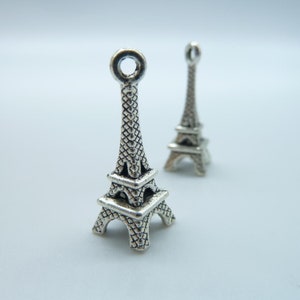 3Color 20/40/60PCS Eiffel Tower Charm Travel Charm Necklace Pendant, 3D French Eiffel Tower Paris Historic Monuments Eiffel Tower Necklace