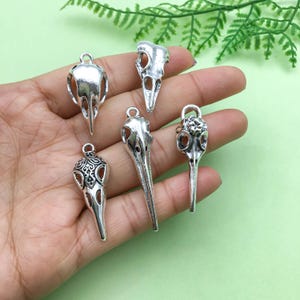 Mix5/10pcs bulk Antique Silver skull bird head Charms insect pendant for DIY Bracelets Earrings Necklaces jewelry making Handmade Accessory