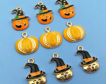 5/10/15PCS Enamel Gold Plated Halloween Charms Pendant for DIY Necklace Bracelet Jewelry Making