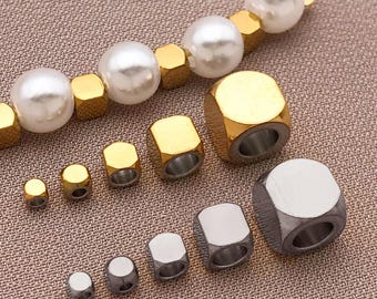 Cuentas De Cubo De Metal De Latón Chapado En Oro De 18K Para Suministros De Fabricación De Joyas, Cuentas Paciadoras Cuadradas, Accorios De Collar De Pulsera DIY - AliExprs