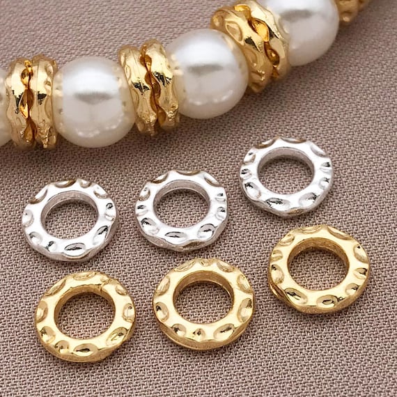 10/20/30pcs 18K Gold Plated Spacer Beads Flat Round Loose Bead Brass Wavy Disc Beads Loose Beads for Stackable Jewelry Making DIY Crafts 8mm