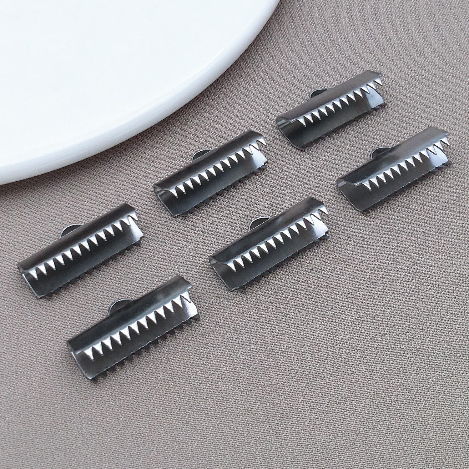 10/30pcs Rectangle Ribbon Ends With Clamps Stainless Steel Ribbon Crimp ...
