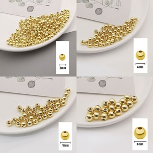 50/100pcs 3/4/5/6/8mm 14K Gold Plated long-lasting beads Spacer Beads, Hollow Beads, Bracelet Beads, Ball Beads,Bulk Gold Plated Round Bead image 7
