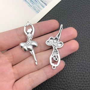 10pcs 20x50mm Antique Silver Ballet Girl Dancer Charm Pendant c3872