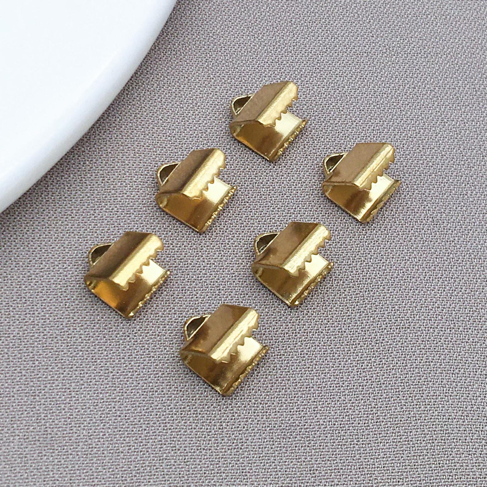 10/30pcs Rectangle Ribbon Ends With Clamps Stainless Steel Ribbon Crimp ...