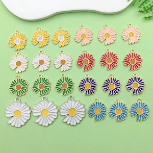 5/10/15PCS エナメル加工菊チャーム エナメルチャーム、菊チャーム、DIY ファインディング、メタルチャーム、ジュエリー用品 フラワーチャーム