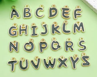 20/26pcs Letter Charms Alphabet Charm Alloy Enamel English Initial Charms for Jewelry Making Supplies DIY Craft Necklace Bracelet Earring
