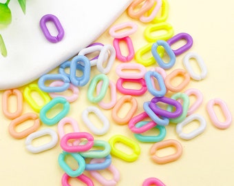 100/200/300pcs Mixed color Open Acrylic Chain，Pastel Plastic Chain Links，Necklace makings, Jewelry making supplies, Jewelry DIY