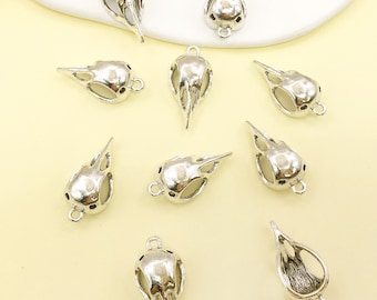 10/15/20pcs Antique Silver Bird Skull Charms Bird Head Pendant Bird Head Necklace DIY Jewelry Making Findings Supplies