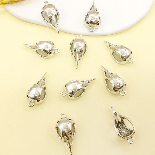 10/15/20pcs Antique Silver Bird Skull Charms Bird Head Pendant Bird Head Necklace DIY Jewelry Making Findings Supplies