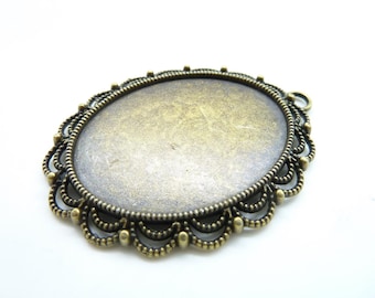 5pcs 40x54mm-30x40mm Antique Bronze Round Cameo Cabochon Base Setting c5939