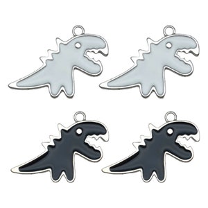 2 pièces breloque dinosaure argent émaillé bricolage pendentif pour collier fabrication de bijoux accessoires fournitures créatives 35 x 50 mm