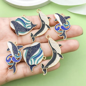6/10 Stück Mode Emaille Wal Delphin Charme Metall Meerestier Anhänger für DIY Ohrringe Halskette Armband Schlüsselbund handgemachte Accessoires