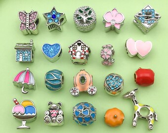 5/20pcs Bulk Enamel Rhinestone European Jewelry Beads Big Hole Beads,for Bracelet Jewellery Making Crafts Accessories