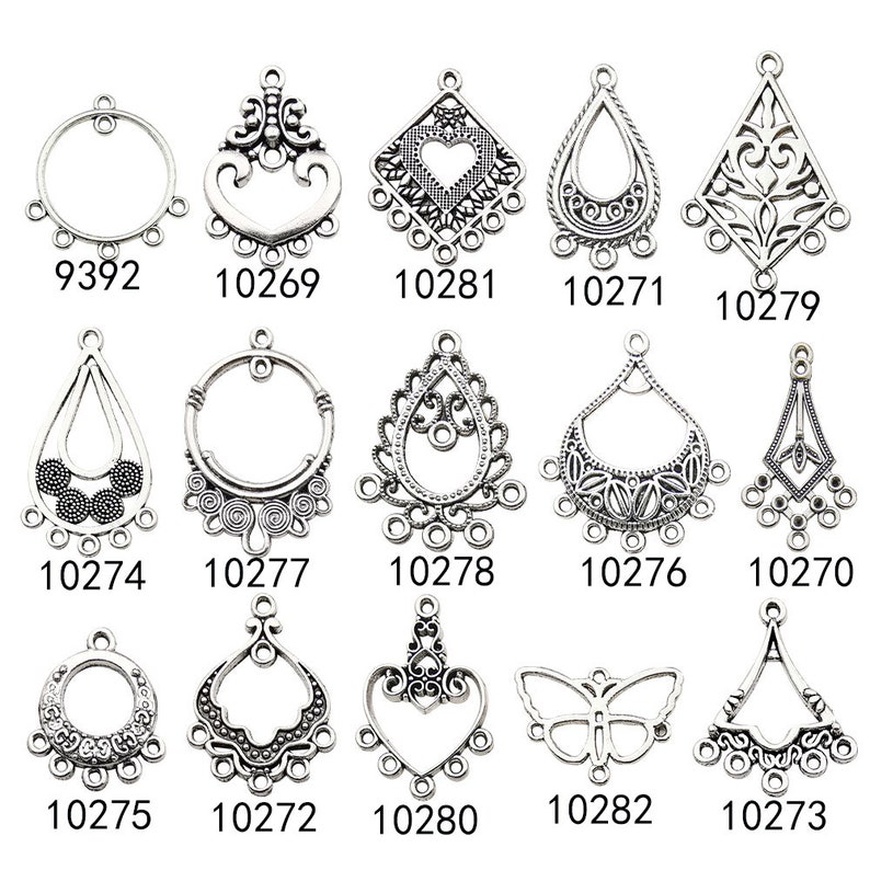 10/20/30PCS Ancient silver earrings charms Charms for Earrings, Pendants for Necklaces, Jewelry Supplies, DIY Jewelry image 8
