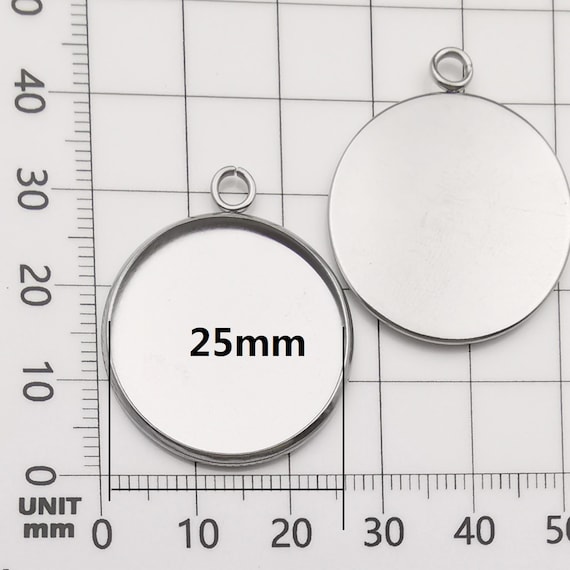 30pcs 25mm Stainless Steel Round Pendant Trays - Blank Cabochon Settings For DIY Jewelry, Keychains, Resin Crafts-830254