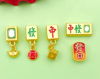 5 / 10 Stück chinesischen Stil alte Methode goldene Emaille Mahjong Würfel Charms Spacer Perlen für DIY Handwerk Armband Halskette Schmuck machen