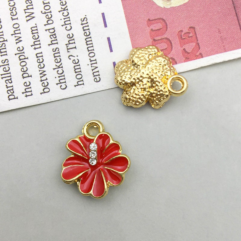 30/50/100PCS Misto Colore Oro Lega Di Smalto Carino Cuore Fiore Frutta Pendenti E Ciondoli Del Pendente Per Orecchini FAI DA TE Braccialetto Accessori Di Gioielli - Foto 3