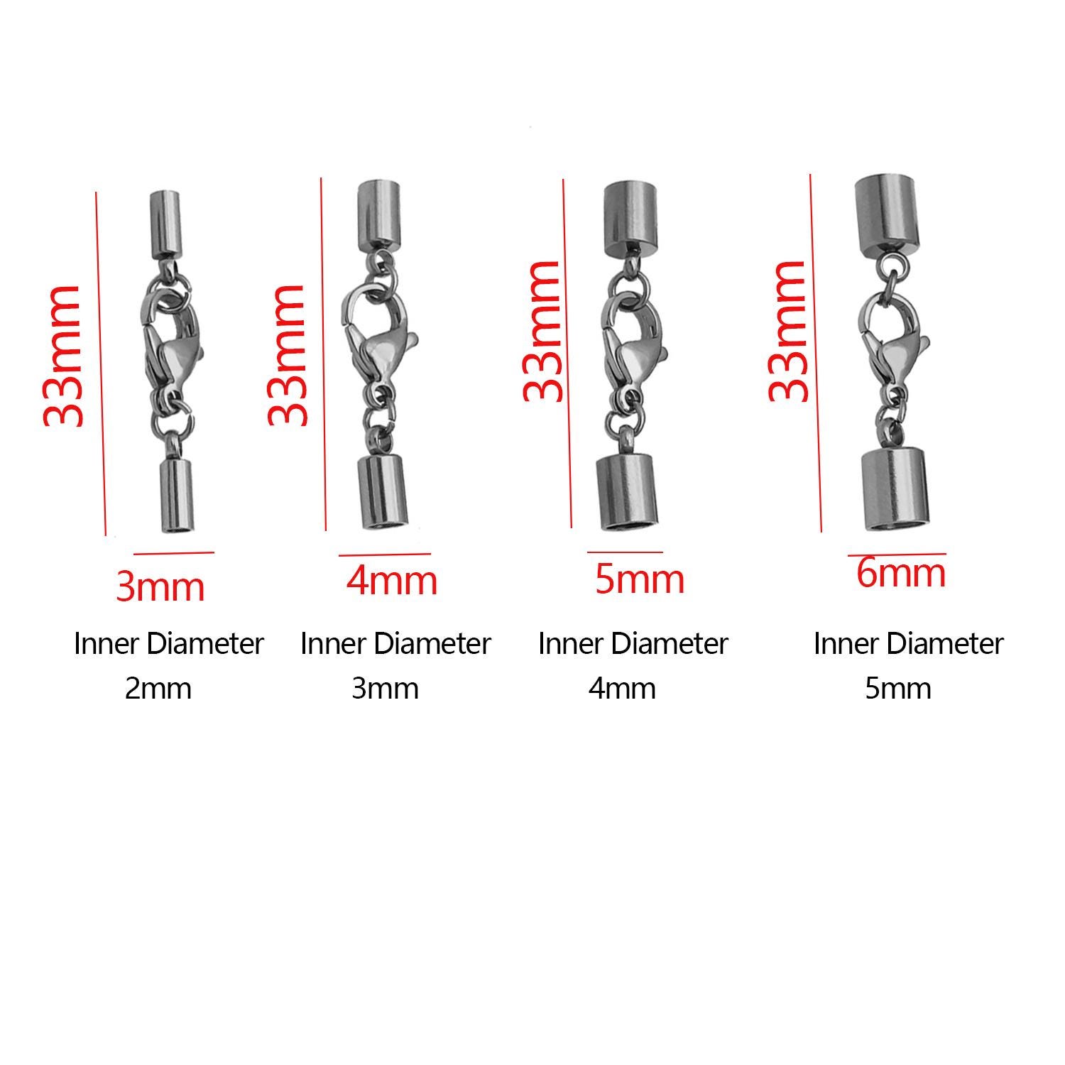 5/10pcs Stainless Steel Leather Cord End Caps With Lobster Clasp
