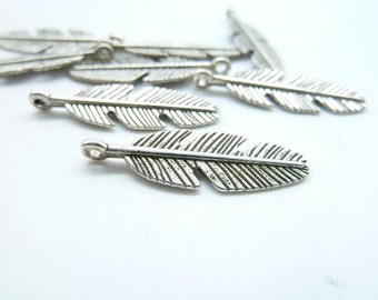 20pcs 9x27m Antique silver Mini feather Charms Pendant c5036