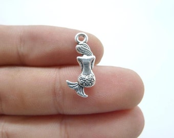 50pcs 9x20mm Antique Silver Mermaid Charms 2 Sided C8213