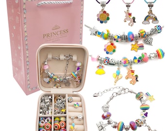 Rainbow system Crystal DIY children's bracelet diy handmade jewelry，exquisite gift box set bracelet Girls，Necklace Jewelry Making Supplies