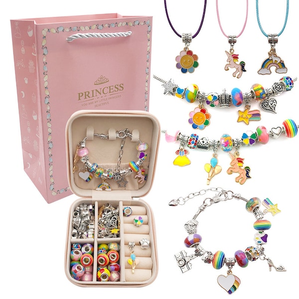 Rainbow system Crystal DIY children's bracelet diy handmade jewelry，exquisite gift box set bracelet Girls，Necklace Jewelry Making Supplies