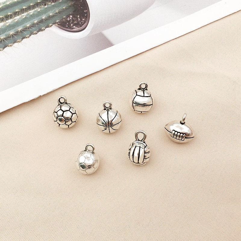 10/20/30PCS Sports Balls Charms Pendant for Jewelry Making