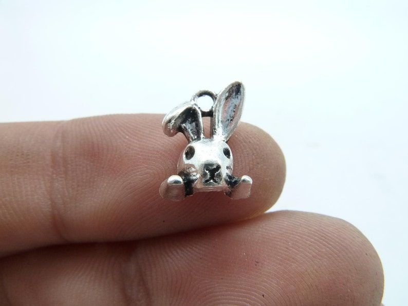 30pcs 9x13mm Antique Silver Mini Buck Rabbit Head Charms Pendant c6708 image 1