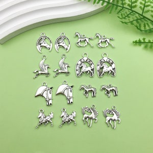 16/20pcs Antique Silver Western Cowboy Alloy Horse Charms Pendant For Vintage Jewelry DIY Necklace Bracelet Craft Accessories
