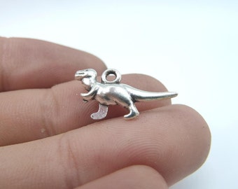 30 Stück 4x12x20mm Antik Silber Mini 3D Dinosaurier Anhänger B90