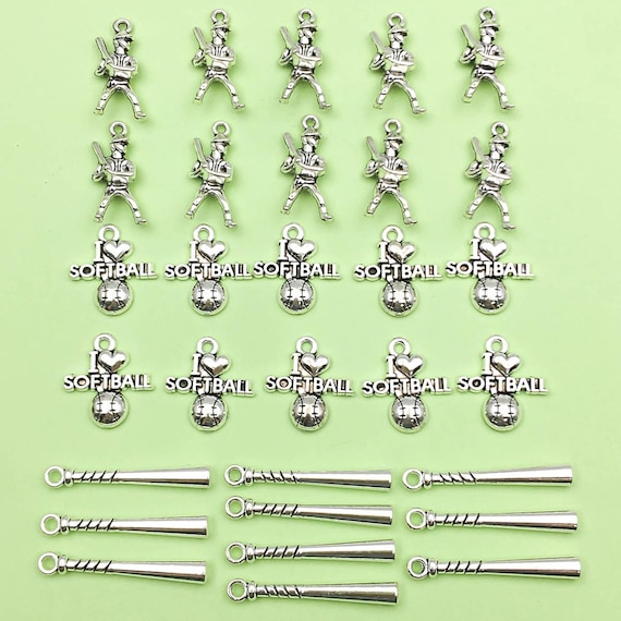 20/30pcs Bulk Antique Silver Sports Ball Football Baseball DIY