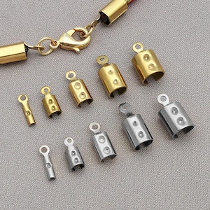 20/50個 304ステンレススチール フォールドオーバーコードエンド コードクリンプチップ エンドキャップ レザーリボンクラスプチップ ジュエリーコネクタ ジュエリー製作用