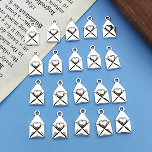10/20/30pcs Antique Silver envelope Charm Pendant For DIY Necklace bracelet Jewelry Making Craft Accessory