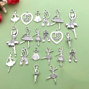 Mix10/20pcs bulk Antique Silver ballerina girl charm Charms pendant for DIY Bracelets Earrings Necklaces jewelry making Handmade Accessory