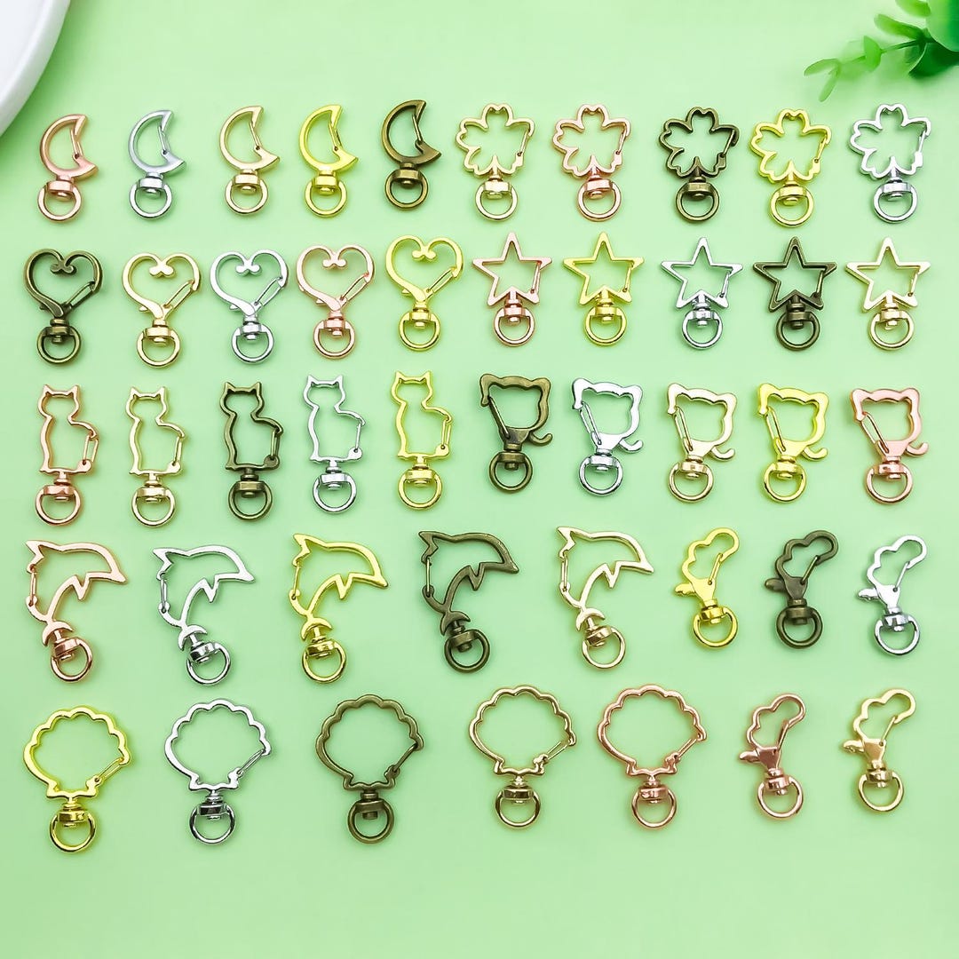 10pcs Keychain Star Love Cat Lobster Clasp Key Hook Keychains